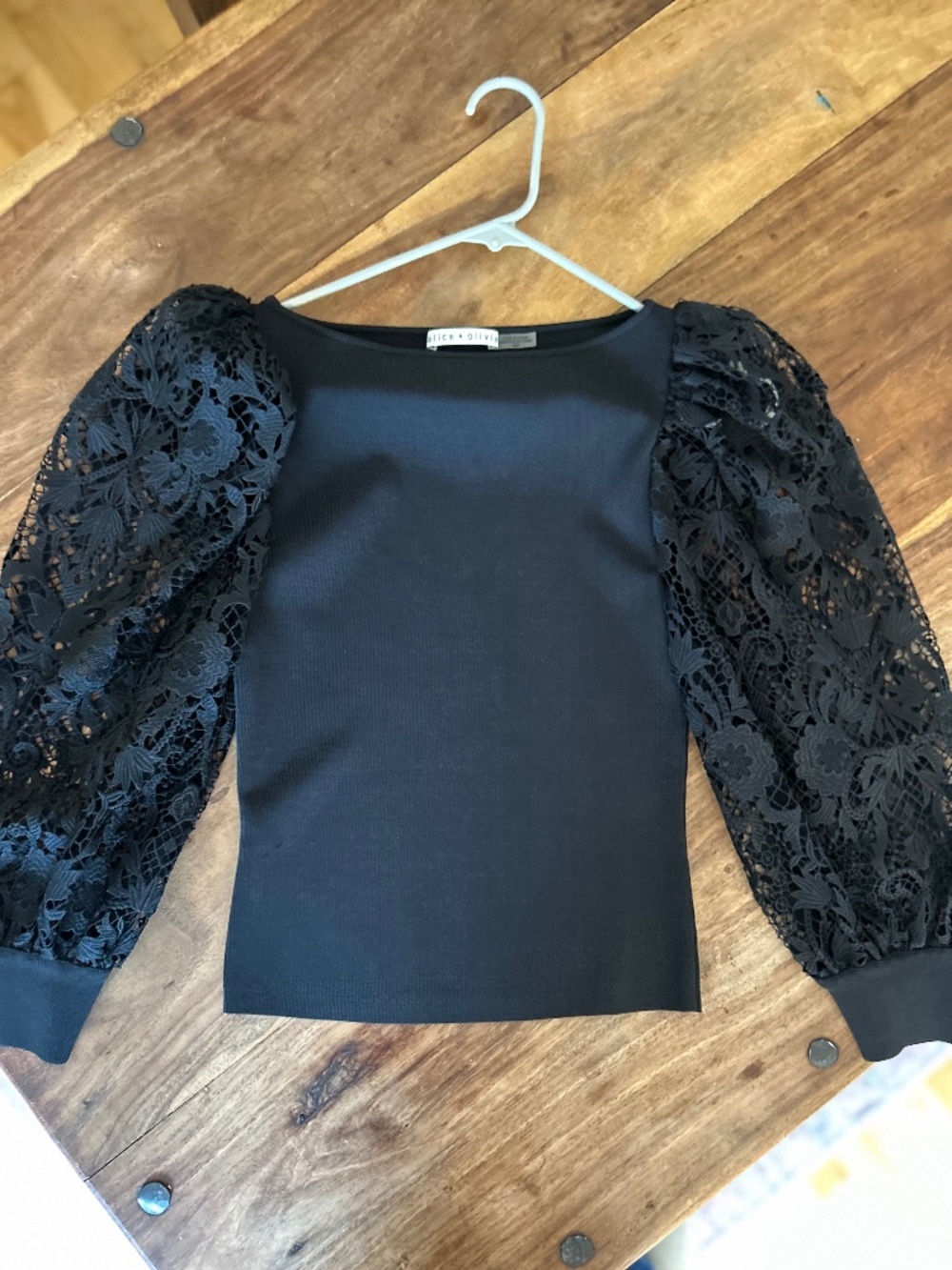 Black Blouse with Detailed Sleeves, Great Condition!